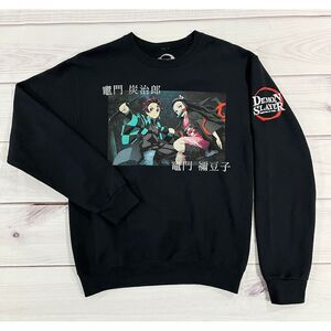 Demon Slayer Women's Size S/P Black No Yaiba Siblings Anime Long-Sleeve Pullover